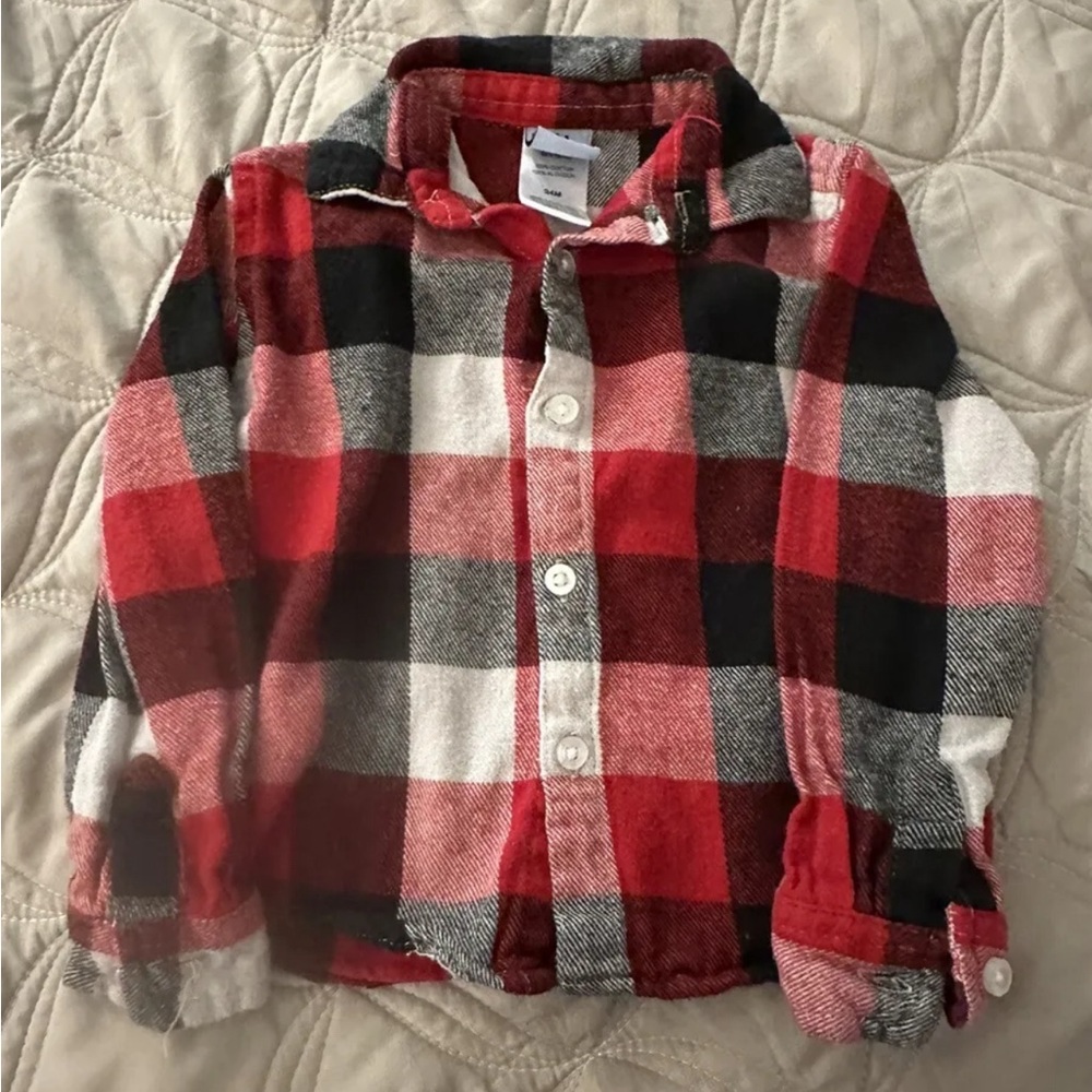 Baby boy buffalo plaid Christmas shirt 24 months